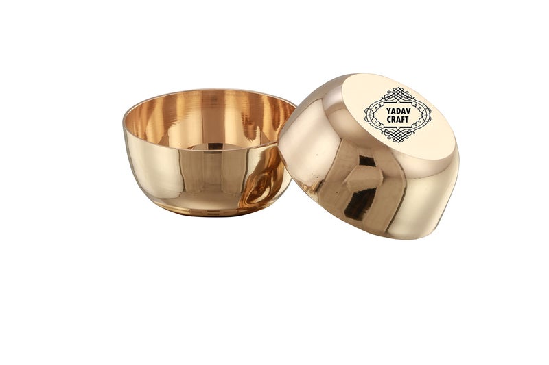 Yadav Craft Bronze Thali 5 Pices Set for Eating Food- 1 thali 2 Bowls 1 Glass 1 Spoon According to The Shastras, One Should Eat in a Bronze Thali - Image 3