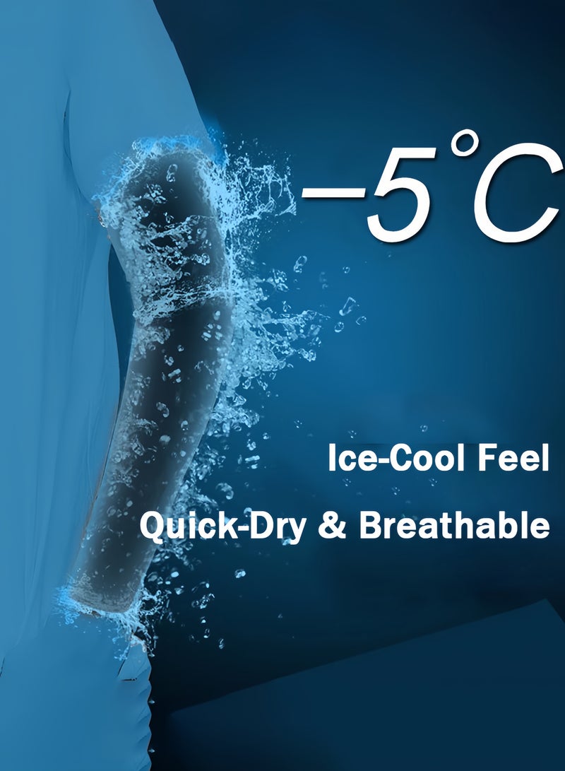 SPORT 1 Pair Elastic Ice Silk Body Stockings Quick Drying Sweat Wicking Outdoor Sunscreen Anti-UV Arm Sleeve black with luminous strips - Image 3