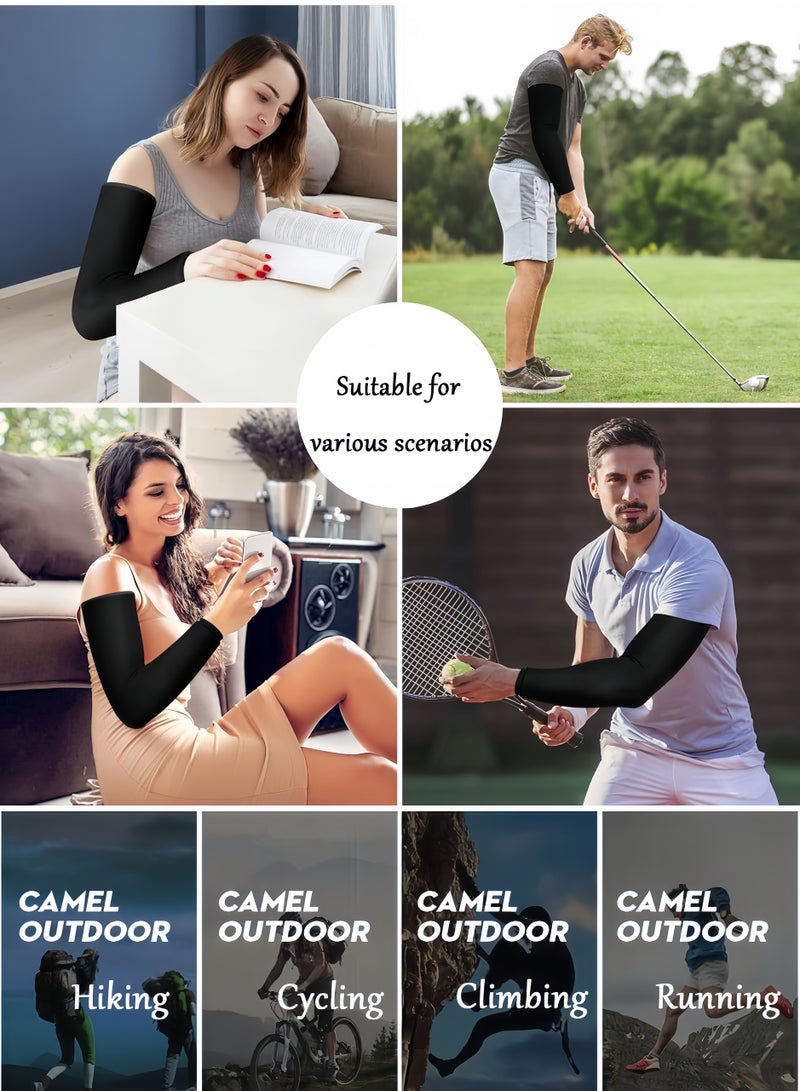 SPORT 1 Pair Elastic Ice Silk Body Stockings Quick Drying Sweat Wicking Outdoor Sunscreen Anti-UV Arm Sleeve black with luminous strips - Image 2