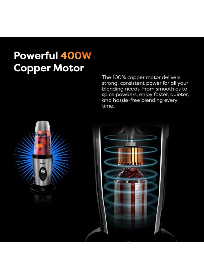 Wipro Elato FCB 105 Countertop Blender | 400 Watts Powerful Copper Motor | 3 Unbreakable Jars | Juicer Jar with Filter | Smoothie Making Blender | 3 Stainless Steel Blades | 2-Year Warranty - Image 3