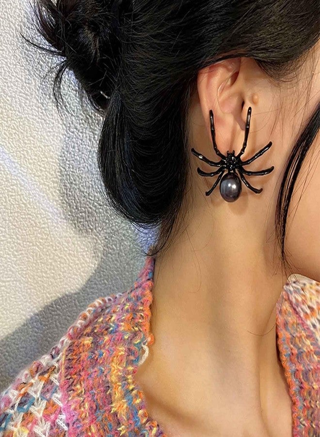 Aksod Spider Earrings Black Large Spider Earrings Studs Gothic Punk Halloween Holiday Festive Earrings Jewelry for Women (Style A) - Image 4