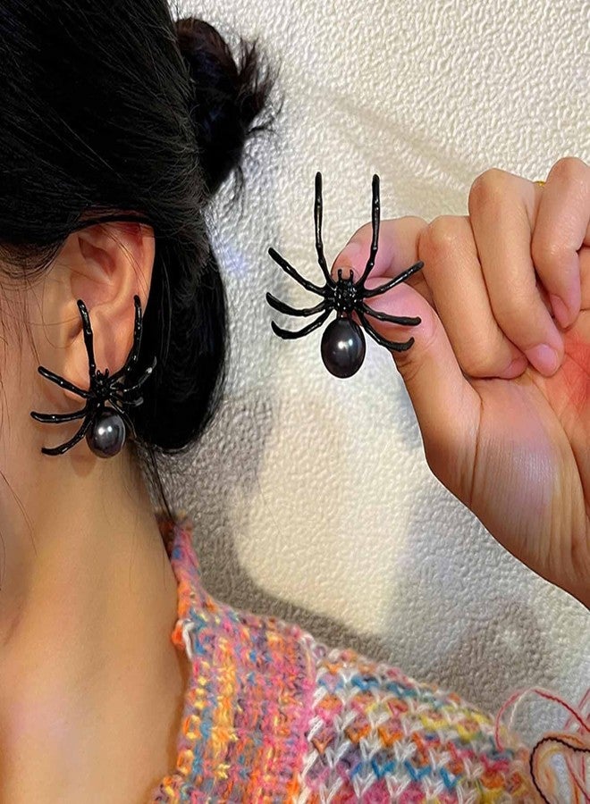 Aksod Spider Earrings Black Large Spider Earrings Studs Gothic Punk Halloween Holiday Festive Earrings Jewelry for Women (Style A) - Image 2