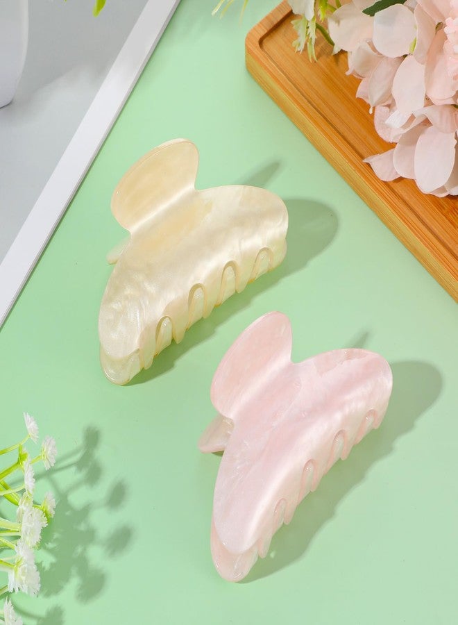 Shimmeroo 2PCS Acrylic Claw Clips for Women, 3 Inch Elegant French Claw Clips Durable Nonslip Exquisite Barrettes Hair Accessories for Thick & Medium Thin Hair Updos Buns(1 Pink, 1 Beige) - Image 3