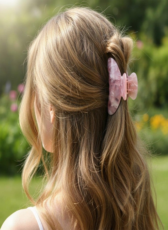 Shimmeroo 2PCS Acrylic Claw Clips for Women, 3 Inch Elegant French Claw Clips Durable Nonslip Exquisite Barrettes Hair Accessories for Thick & Medium Thin Hair Updos Buns(1 Pink, 1 Beige) - Image 4