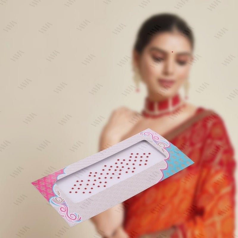 VAMA Rhinestone Red Color Crystal Stone Bindi kumkum Sticker Diamond Cut Kundan Lal bindiya Bindis Set for Women 10 Cards lal Stone Bindi Small 25mm - Image 2