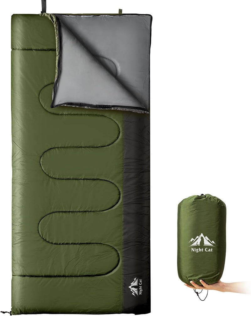 Night Cat Camping Sleeping Bag for Adults 3 Seasons Portable Lightweight Backpacking Hiking Traveling Indoor Outdoor Temperature 5-15℃ 2.6x6.3ft Switch to a Quilt or Blanket - Image 1