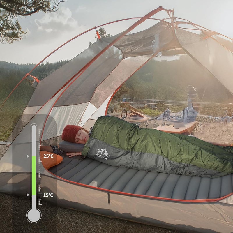 Night Cat Camping Sleeping Bag for Adults 3 Seasons Portable Lightweight Backpacking Hiking Traveling Indoor Outdoor Temperature 5-15℃ 2.6x6.3ft Switch to a Quilt or Blanket - Image 4