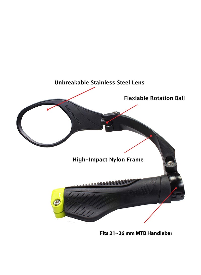 SYOSI Handlebar Bike Mirror Stainless Steel Mirror Bicycle Rearview Mirror HF - MR081 (Left) Upgraded Bike Mirror Handlebar Mount Set Great for Bike - Image 2