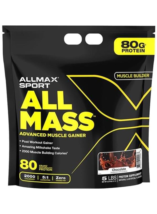 أولماكس سبورت ALLMASS™ مكمل غذائي متطور لزيادة الكتلة العضلية بنكهة الشوكولاتة، 5 أرطال (2.27 كجم)