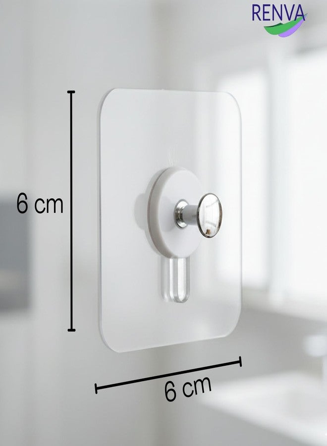 RENVA 10 PCS Adhesive Hooks Kitchen Wall Hooks,Heavy Duty 10 Kilograms(Max) Nail Free Sticky Hangers with Stainless Hooks Waterproof and Oilproof Reusable Utility Towel Bath Hook (Photoframe Hook, 10) - Image 2