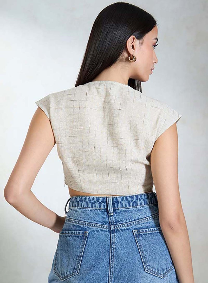 Virgio VIRGIO Linen Front Twist Crop Top  - Image 3
