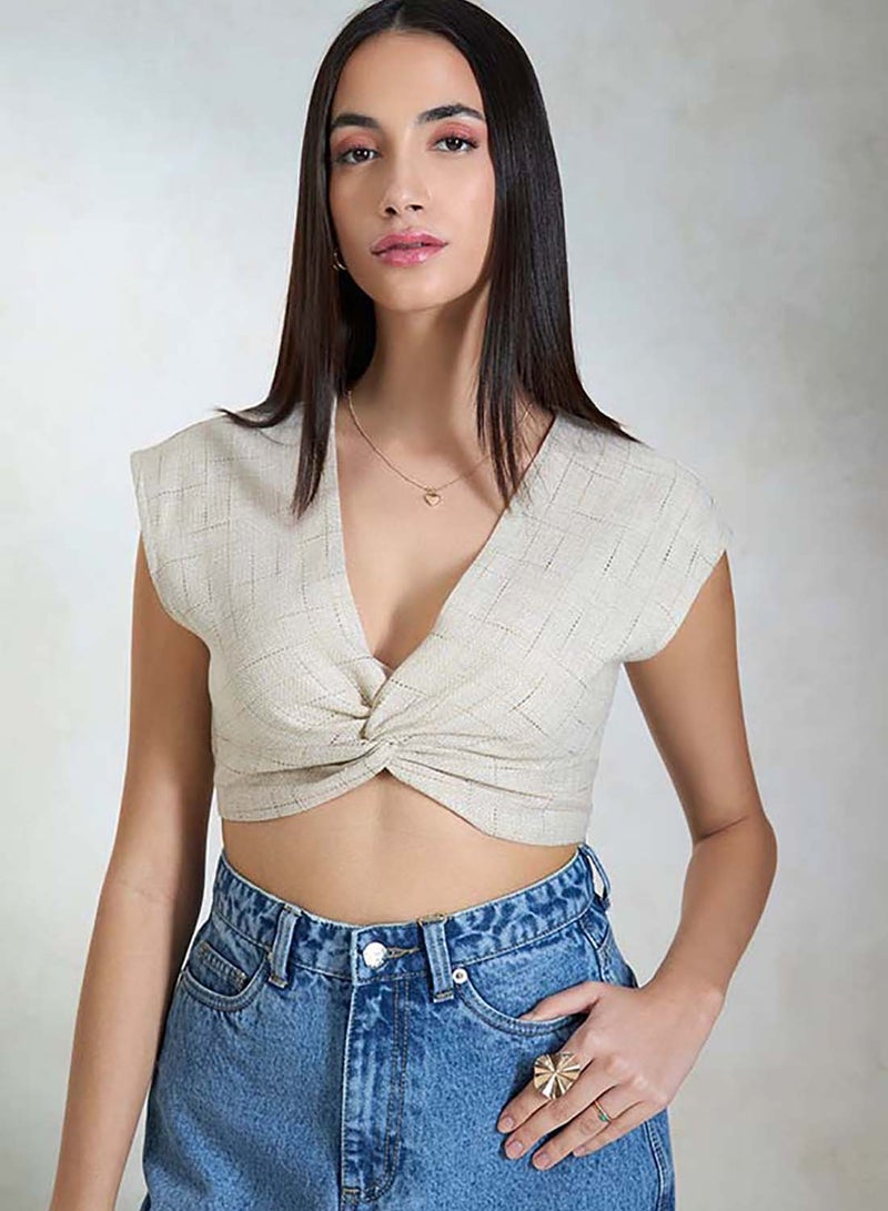 Virgio VIRGIO Linen Front Twist Crop Top  - Image 2