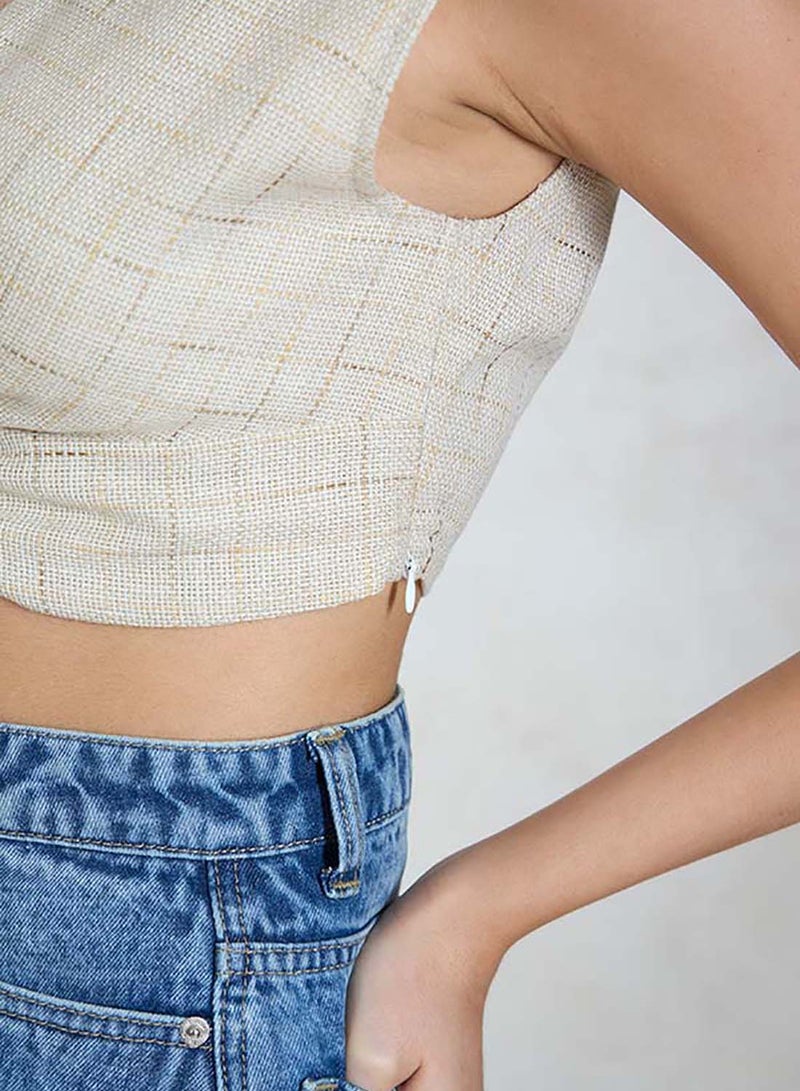 Virgio VIRGIO Linen Front Twist Crop Top  - Image 4