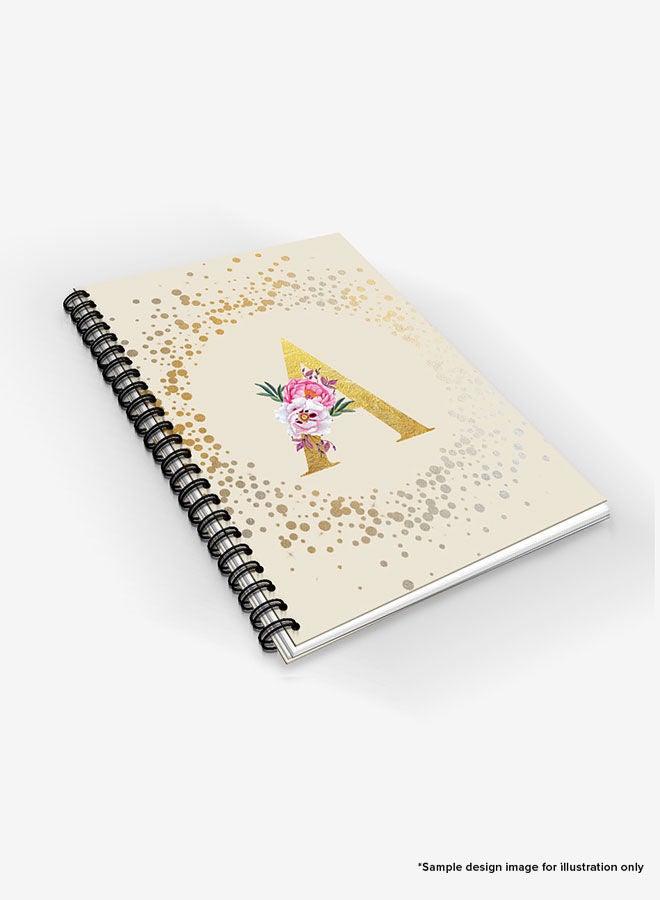 Stylizedd Designer A5 Spiral Notebook Memo Notepad Journal - Custom Monogram Initial Letter Floral Pattern Alphabet - A - Cream - Image 3