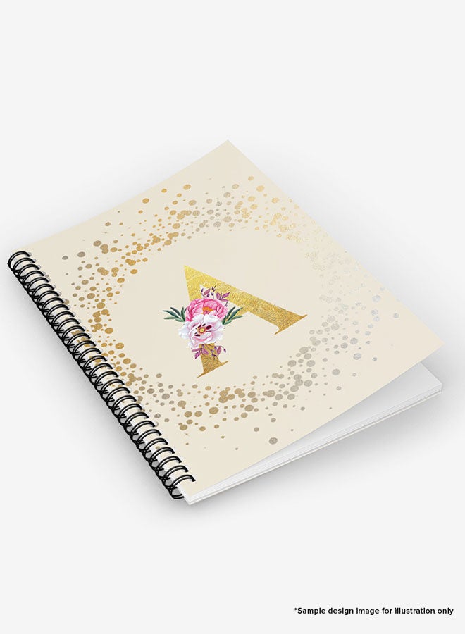 Stylizedd Designer A5 Spiral Notebook Memo Notepad Journal - Custom Monogram Initial Letter Floral Pattern Alphabet - A - Cream - Image 5