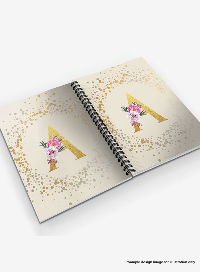 Stylizedd Designer A5 Spiral Notebook Memo Notepad Journal - Custom Monogram Initial Letter Floral Pattern Alphabet - A - Cream - Image 4