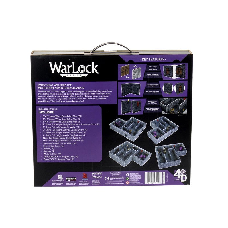 WizKids Warlock Tiles: Base Set â€“ Dungeon Tiles II Full Height Stone Walls - Image 3