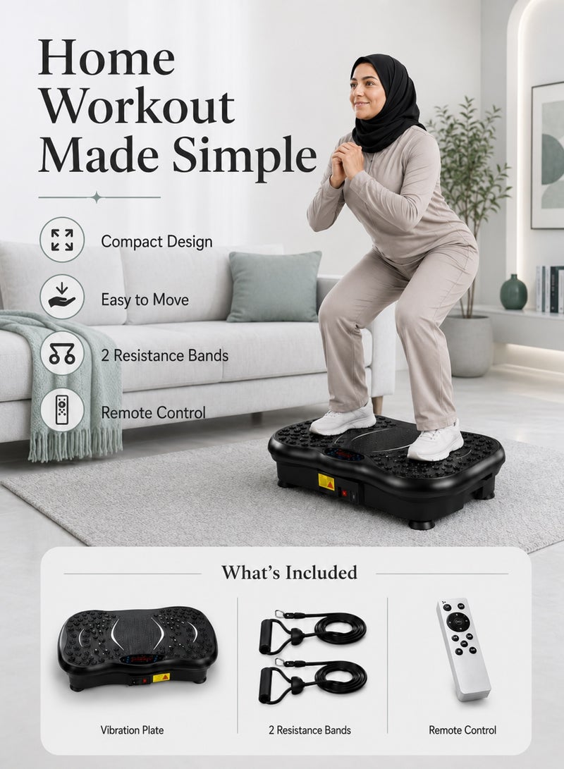 ETG Vibration Plate Exercise Machine With Bluetooth Resistance Bands 99 Speed Fitness Platform Full Body Shaker Shake Board For Home Workout Foot Massage Body Toning - Image 2