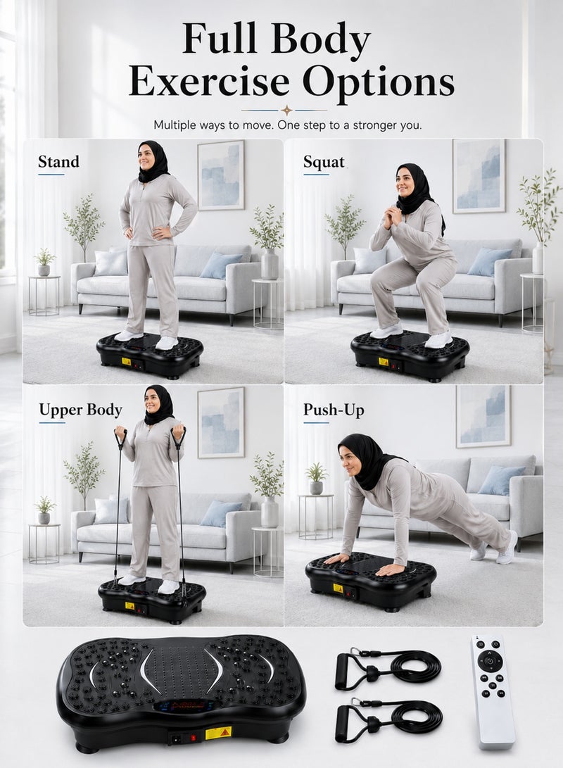 ETG Vibration Plate Exercise Machine With Bluetooth Resistance Bands 99 Speed Fitness Platform Full Body Shaker Shake Board For Home Workout Foot Massage Body Toning - Image 3