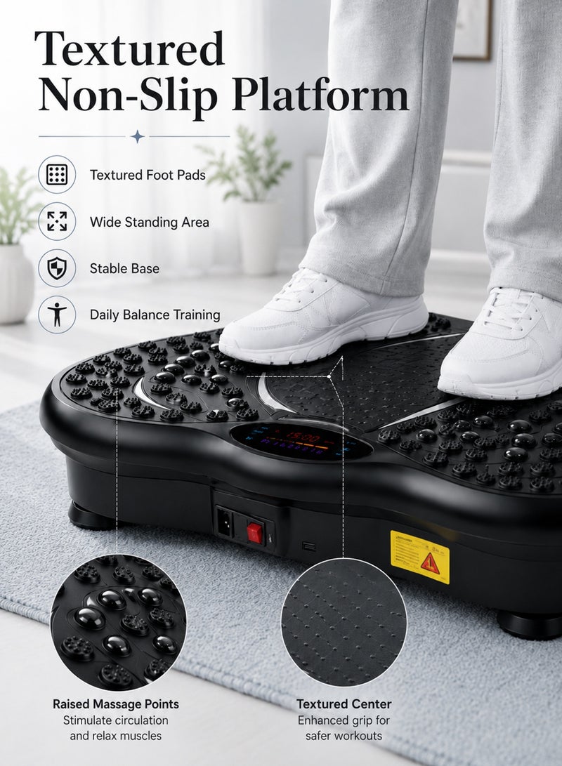 ETG Vibration Plate Exercise Machine With Bluetooth Resistance Bands 99 Speed Fitness Platform Full Body Shaker Shake Board For Home Workout Foot Massage Body Toning - Image 5