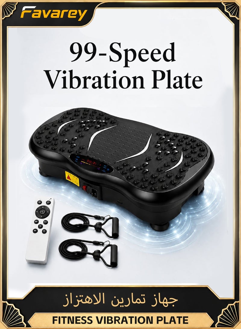ETG Vibration Plate Exercise Machine With Bluetooth Resistance Bands 99 Speed Fitness Platform Full Body Shaker Shake Board For Home Workout Foot Massage Body Toning - Image 1