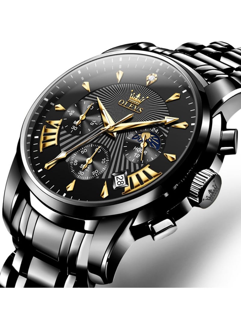 OLEVS Watches for Mens Stainless Steel Analog Quartz Wrist Watches Date Waterproof Luminous Business Casual Male Watches - Image 2