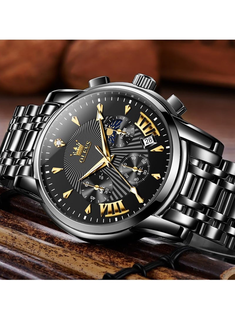 OLEVS Watches for Mens Stainless Steel Analog Quartz Wrist Watches Date Waterproof Luminous Business Casual Male Watches - Image 3