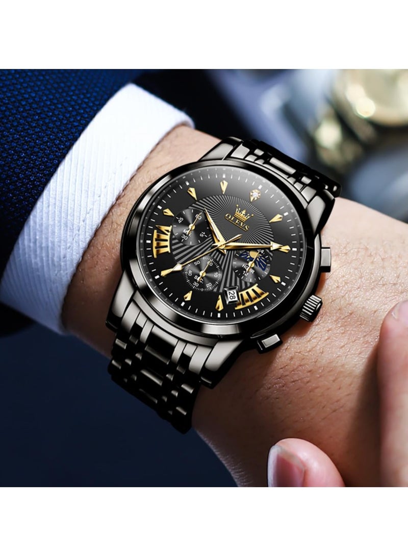 OLEVS Watches for Mens Stainless Steel Analog Quartz Wrist Watches Date Waterproof Luminous Business Casual Male Watches - Image 5