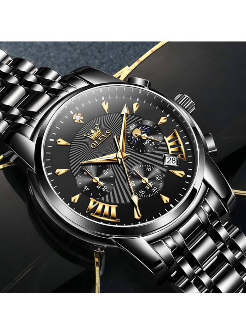 OLEVS Watches for Mens Stainless Steel Analog Quartz Wrist Watches Date Waterproof Luminous Business Casual Male Watches - Image 4