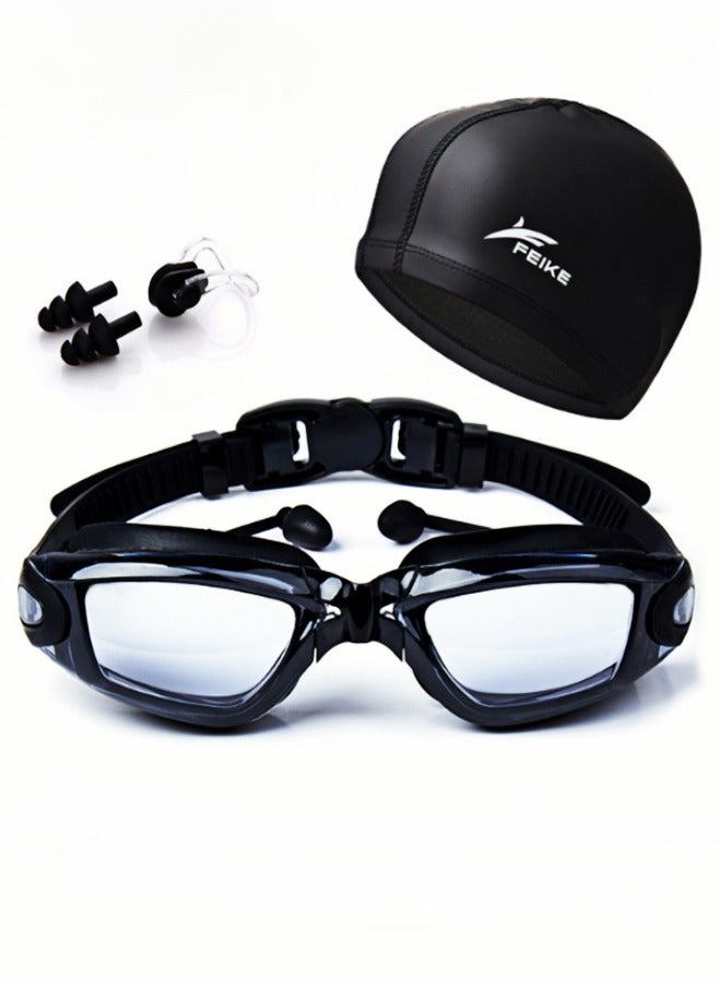 Super ZYouth Waterproof Swimming Goggles With Swim Cap , Earplugs and Storage Box Nose Clip for water sports such as swimming, boating,surfing, and kayaking, portable, Black - Image 1