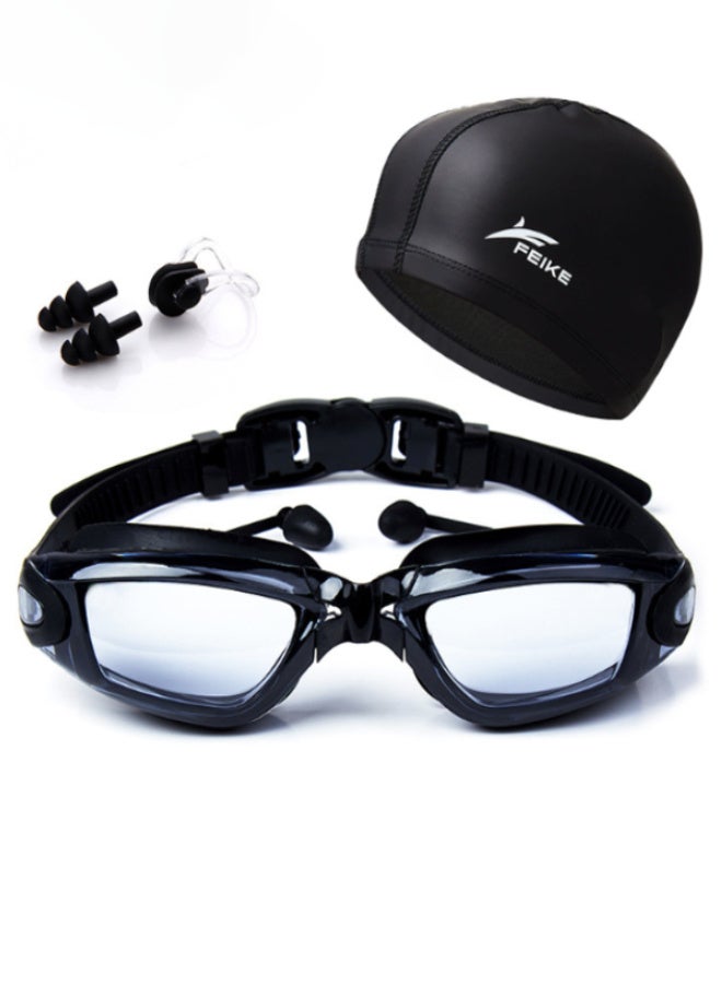 Super ZYouth Waterproof Swimming Goggles with Swim Cap , Earplugs and Storage Box Nose Clip for Water Sports such as Swimming, Boating, Surfing, and kayaking, Portable, Black - Image 1