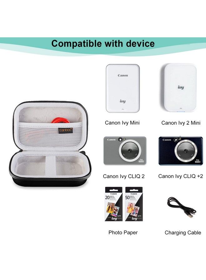 Canboc Hard Case For New Canon Ivy 2 Mini Canon Ivy Mini Canon Ivy Cliq+ Cliq 2 Cliq+2 Photo Printer Mobile Wireless Bluetooth Instant Camera Printer Mesh Bag Fit Photo Paper Cable Black  - Image 3