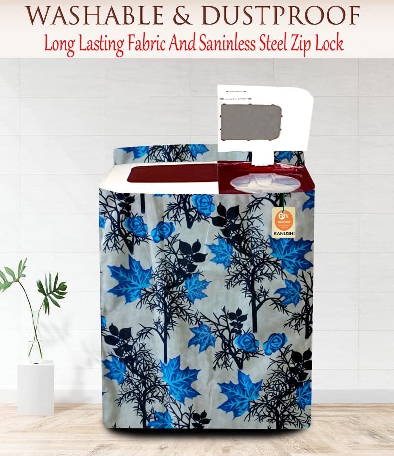 KANUSHI Industries®Washable & Dustproof Top Load Semi Automatic Washing Machine Cover (Suitable For 6 Kg, 6.5 kg, 7 kg, 7.5 kg) (VAR-WASMAC-BLUE-SHUB-SEMI-01) - Image 2