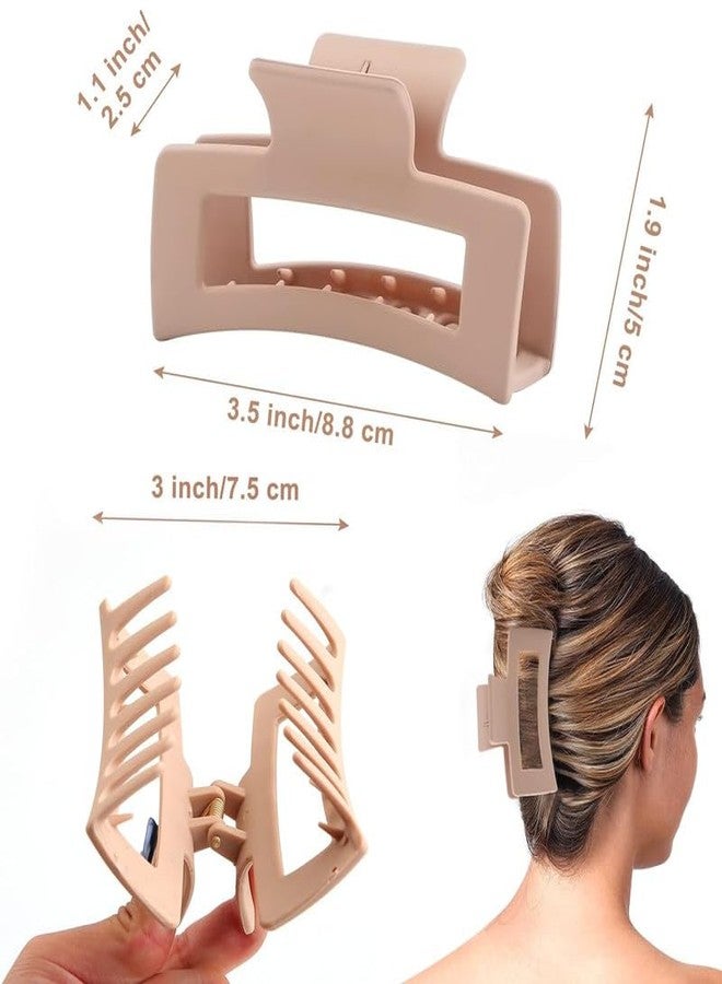 Minta 6 Pack Square Claw Clips for Women Girls, 3.5" Medium Non-slip Rectangular Matte Claws Strong Jumbo Hair Styling Accessories for Thin Hair, Morandi - Image 3
