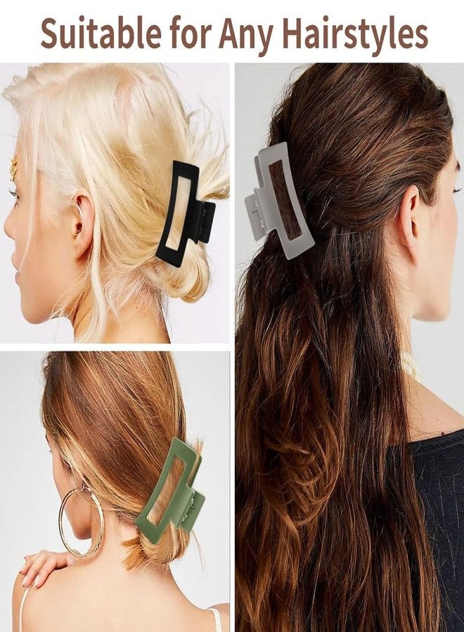 Minta 6 Pack Square Claw Clips for Women Girls, 3.5" Medium Non-slip Rectangular Matte Claws Strong Jumbo Hair Styling Accessories for Thin Hair, Morandi - Image 4