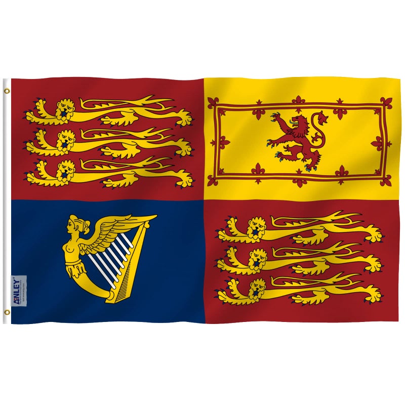 Anley Fly Breeze 3x5 Foot United Kingdom Royal Standard Flag Canvas Header and Double Stitched British UK England Great Britain Queen Elizabeth II Flags Polyester with Brass Grommets 3 X 5 Ft - Image 2