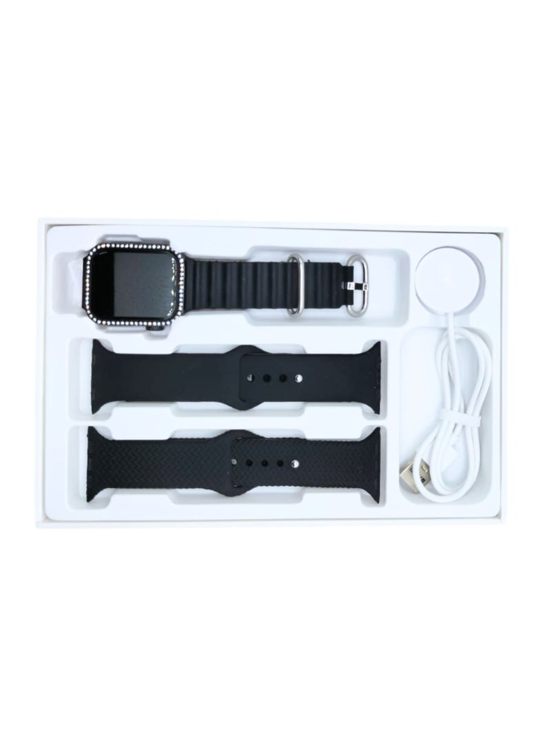 modio MW15 Mini Smartwatch 36MM with 3 Pairs Strap and Secure Strap Lock, Fitness Tracker, Heart Rate & Sports Mode, Waterproof, Compatible with Android & iOS – Black - Image 3