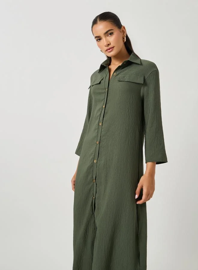 Take Two Khaki Button-Down Dress