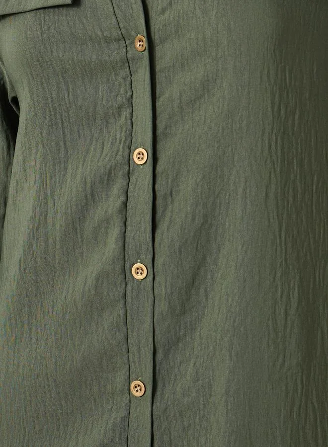 Take Two Khaki Button-Down Dress
