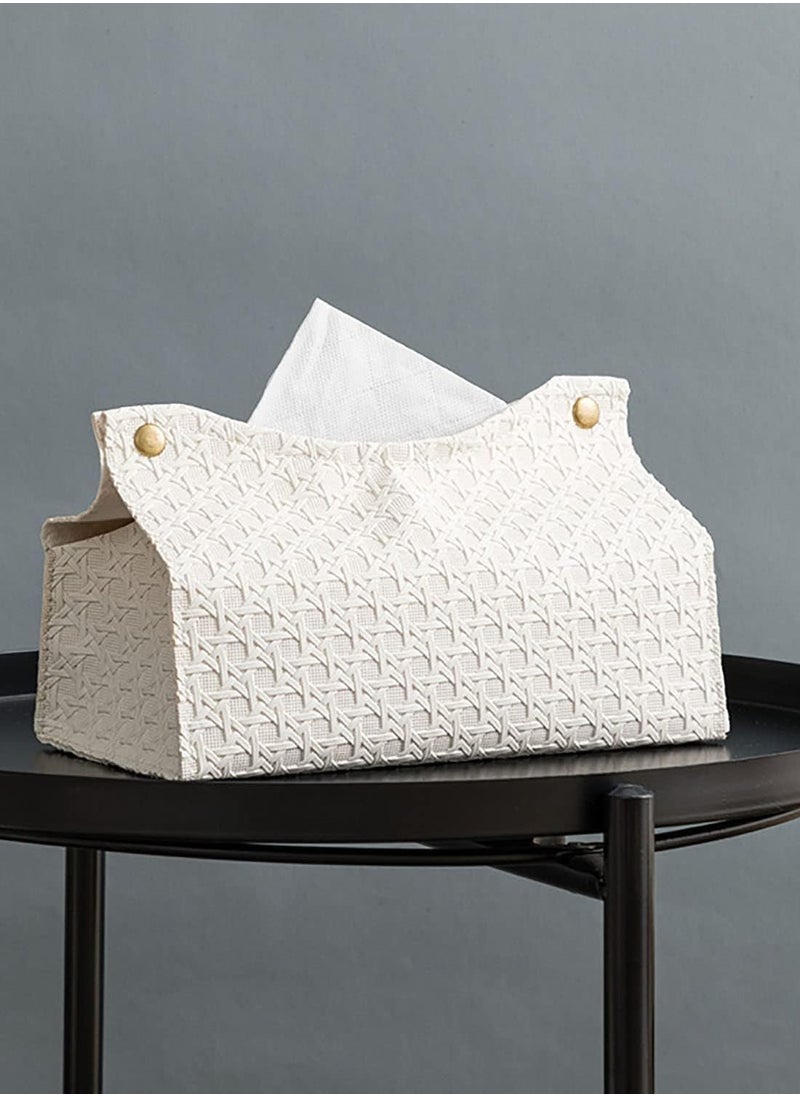 Decorhills Leather Tissue Box Rectangle | Long Tissue Box Cover | Tissue Box Holder | Faux Leather Tissue Box Cover Rectangular | Tissue Holder for Bathroom | Car Tissue Holder  - Image 2