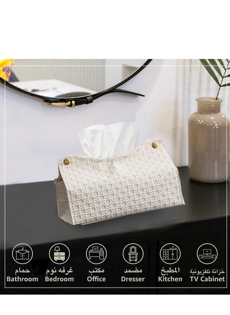 Decorhills Leather Tissue Box Rectangle | Long Tissue Box Cover | Tissue Box Holder | Faux Leather Tissue Box Cover Rectangular | Tissue Holder for Bathroom | Car Tissue Holder  - Image 4