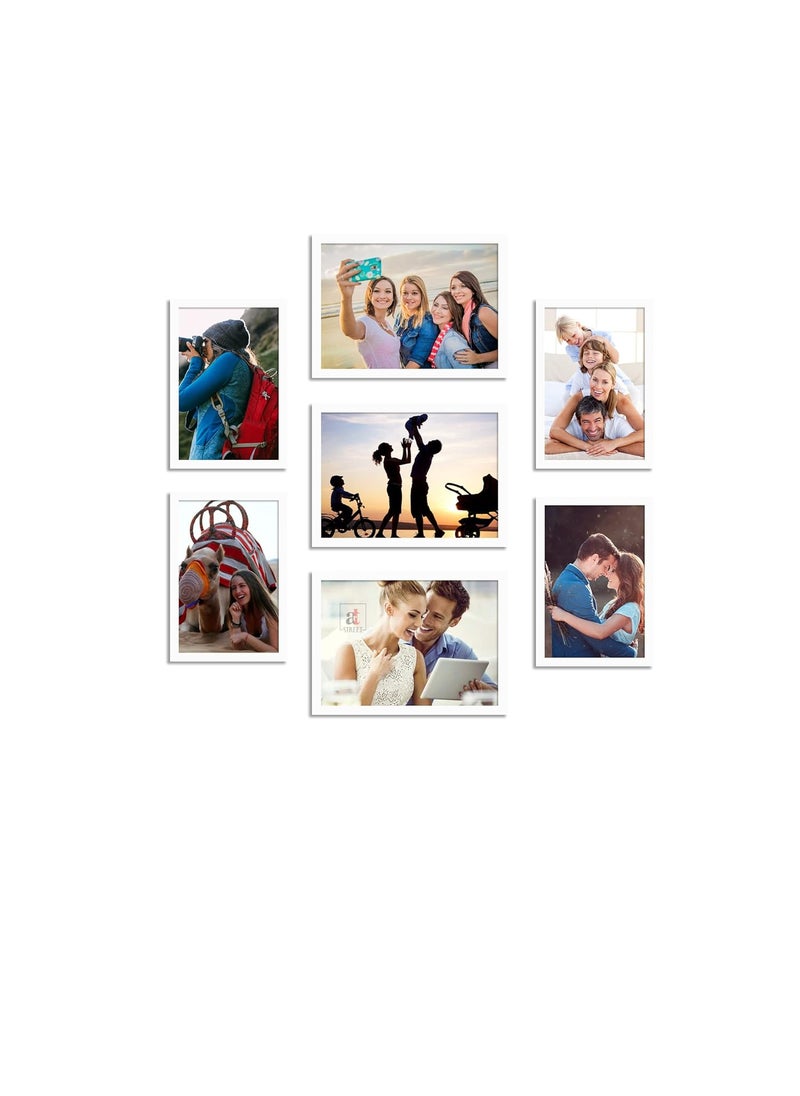 Art Street Art Street Set of 7 Wall Photo Picture Frame for Home Décor Eco Series Wall Photo Frame for Home Decoration (Size - 4x6, 5x7 Inchs, White)  - Image 1