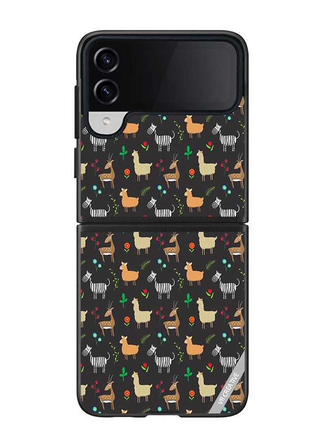 VR CREATIVE Protective Case Cover For Samsung Galaxy Z Flip4 Jungle Animals Pattern Design Multicolour - Image 1