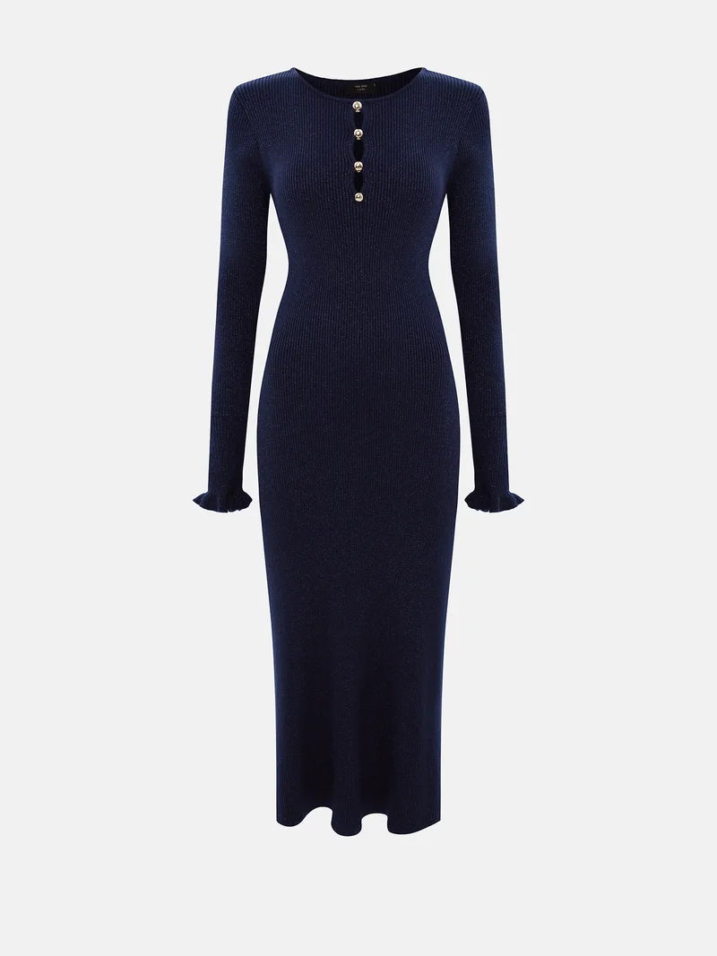 Lichi Viscose midi dress with a metallic sheen