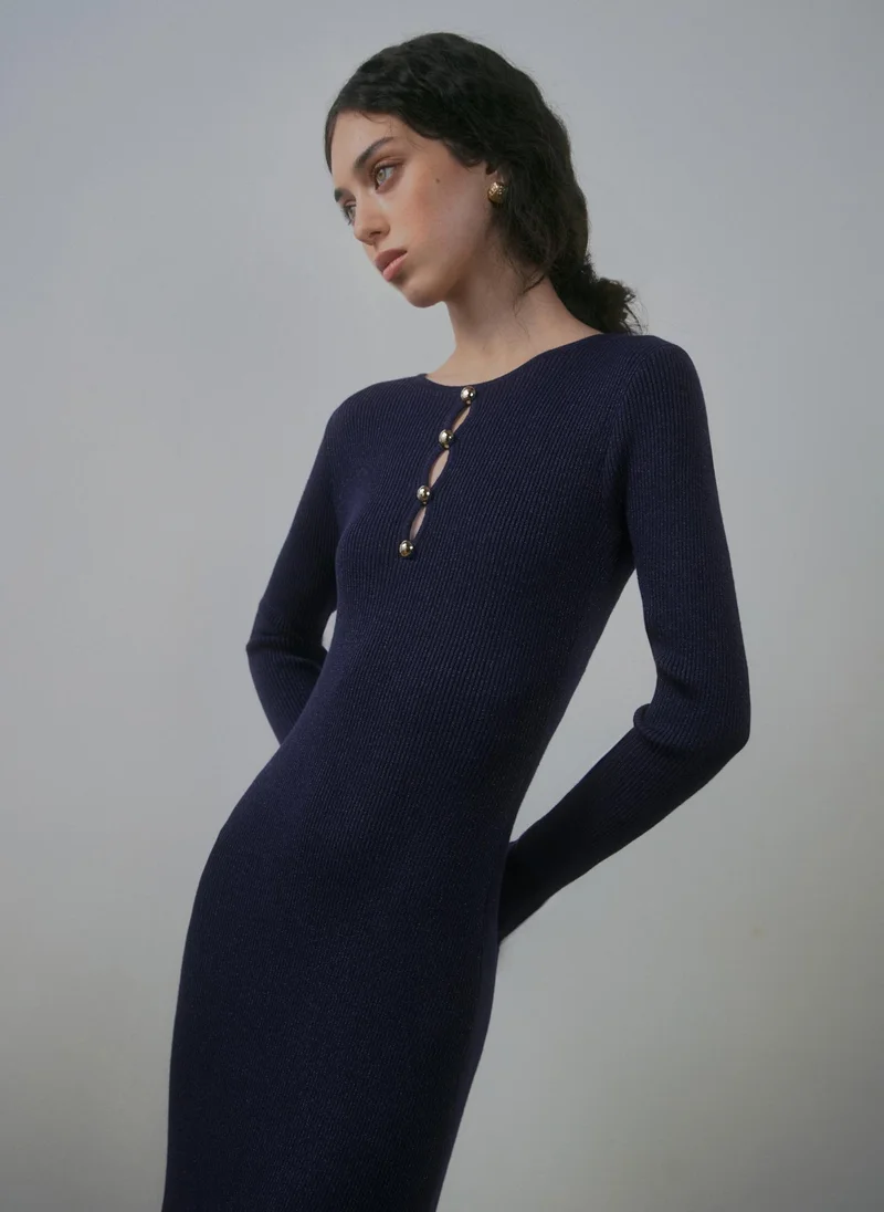Lichi  Viscose midi dress with a metallic sheen for Women | Best Price UAE