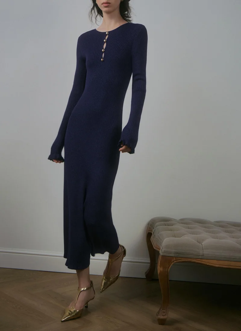 Lichi  Viscose midi dress with a metallic sheen for Women | Best Price UAE
