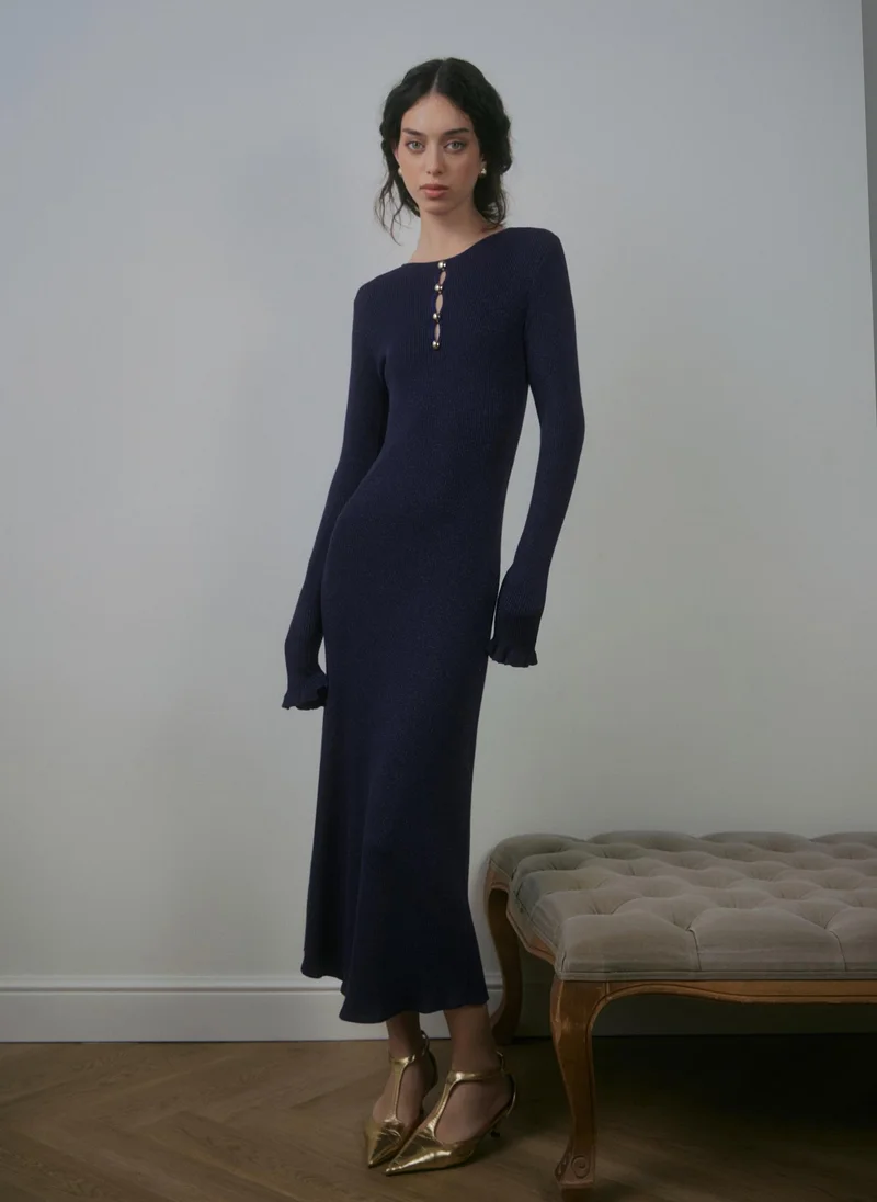 Lichi  Viscose midi dress with a metallic sheen for Women | Best Price UAE
