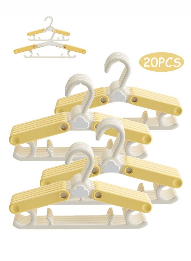 20 Pack Nursery Hangers for Kids,Adjustable Baby Hangers Clothing Set,Children's Extendable & Stackable Hangers for Newborn to Teenagers(Pink)(Yellow) - Image 1
