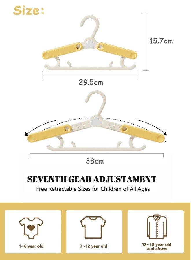 20 Pack Nursery Hangers for Kids,Adjustable Baby Hangers Clothing Set,Children's Extendable & Stackable Hangers for Newborn to Teenagers(Pink)(Yellow) - Image 2