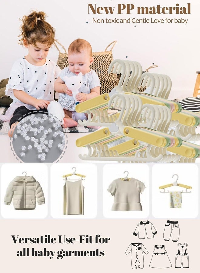 20 Pack Nursery Hangers for Kids,Adjustable Baby Hangers Clothing Set,Children's Extendable & Stackable Hangers for Newborn to Teenagers(Pink)(Yellow) - Image 3